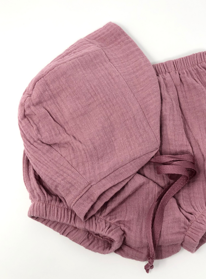Cotton Gauze Knicker &  Bonnet Set