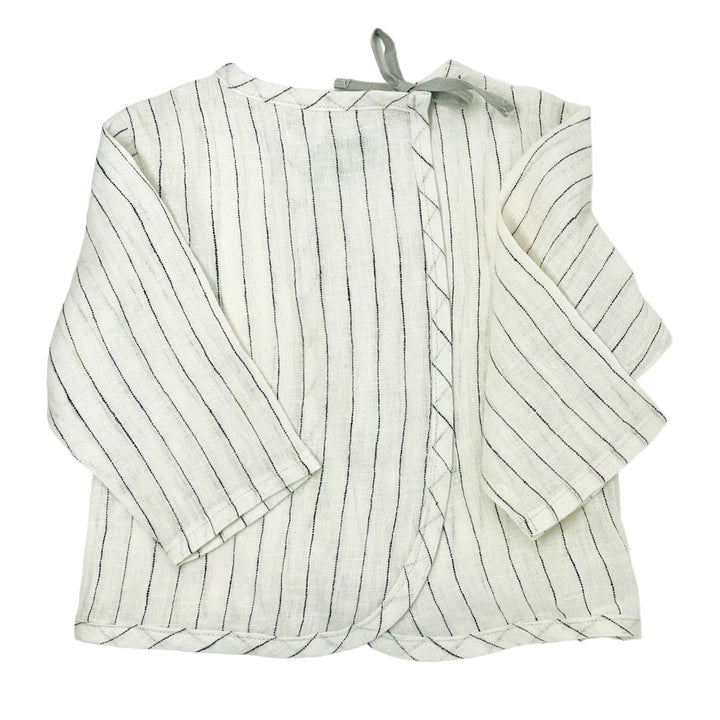 Cream Striped Gauze Top