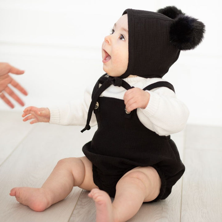 Black Cotton Romper